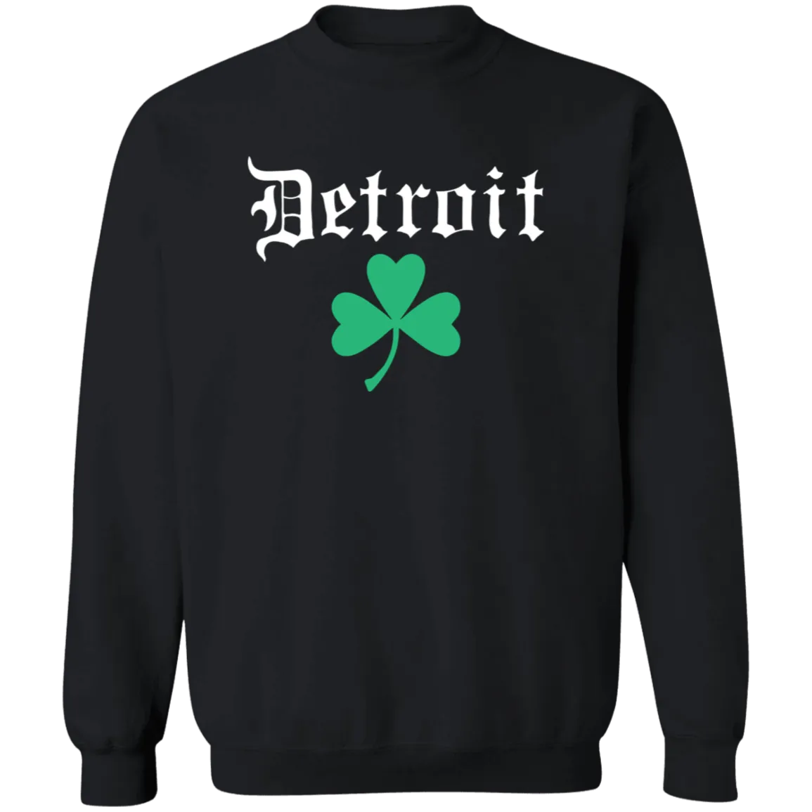 Old English Detroit Shamrock - White Classic Crewneck Sweatshirt