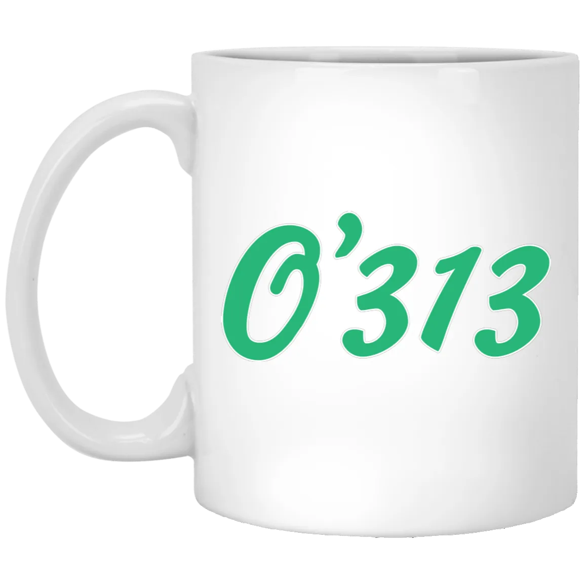 O'313 - Green White White Mug