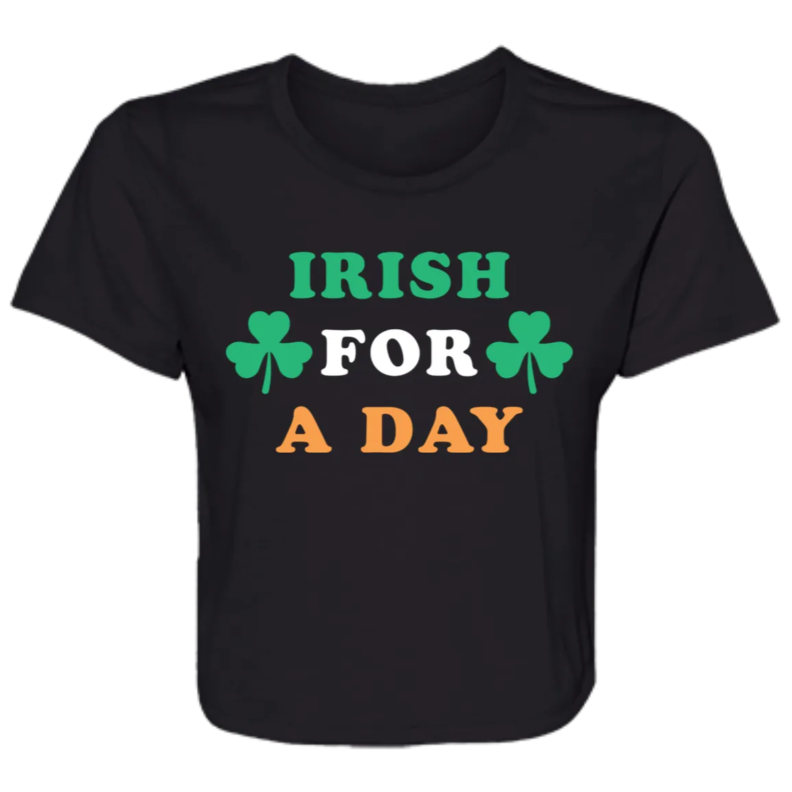 Irish For A Day - Green White Orange Flowy Cropped Tee