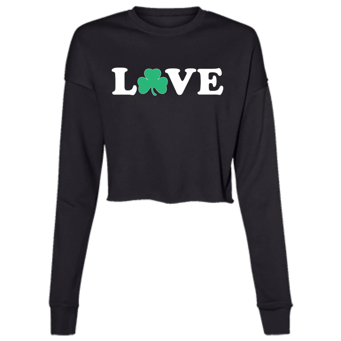 Love Shamrock - White Women's Cropped Crewneck Sweatshirt