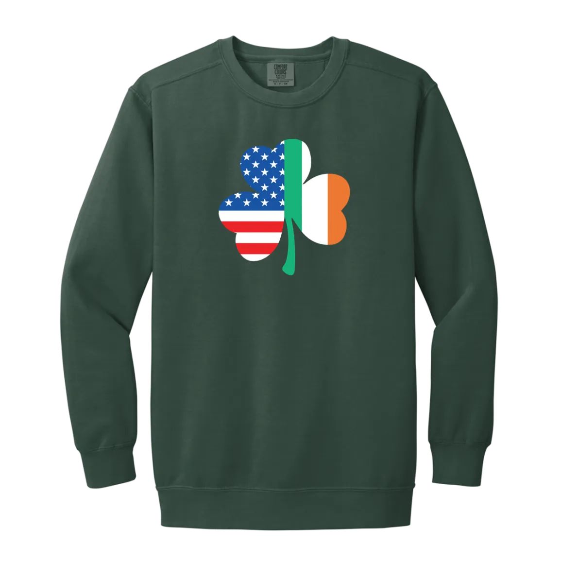 Irish American Flag Shamrock Vintage Wash Crewneck Sweatshirt