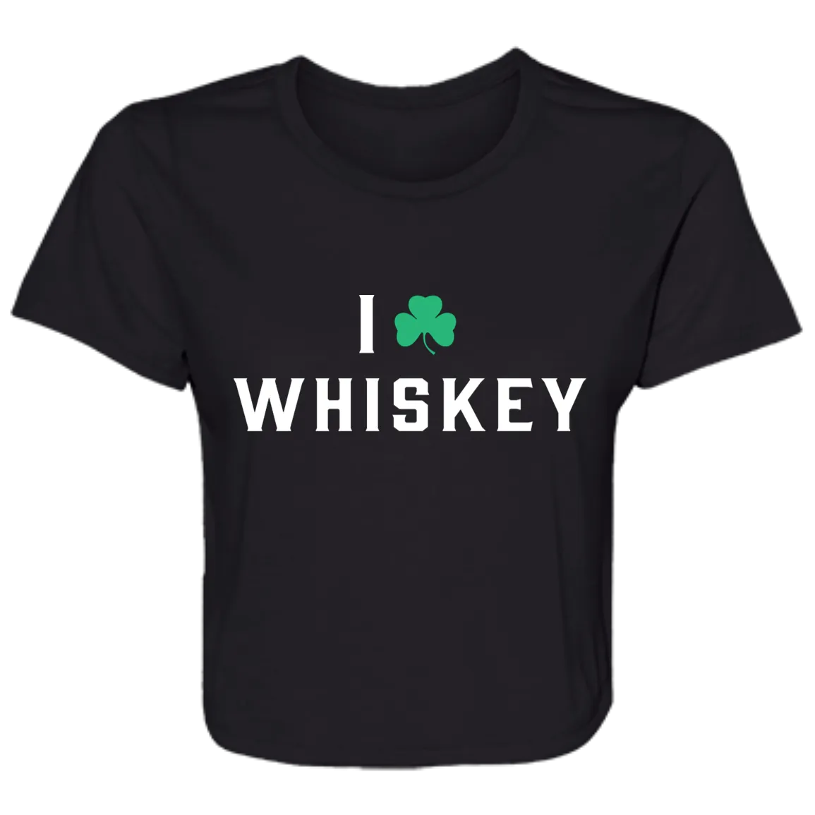 I Love Whiskey - White Flowy Cropped Tee