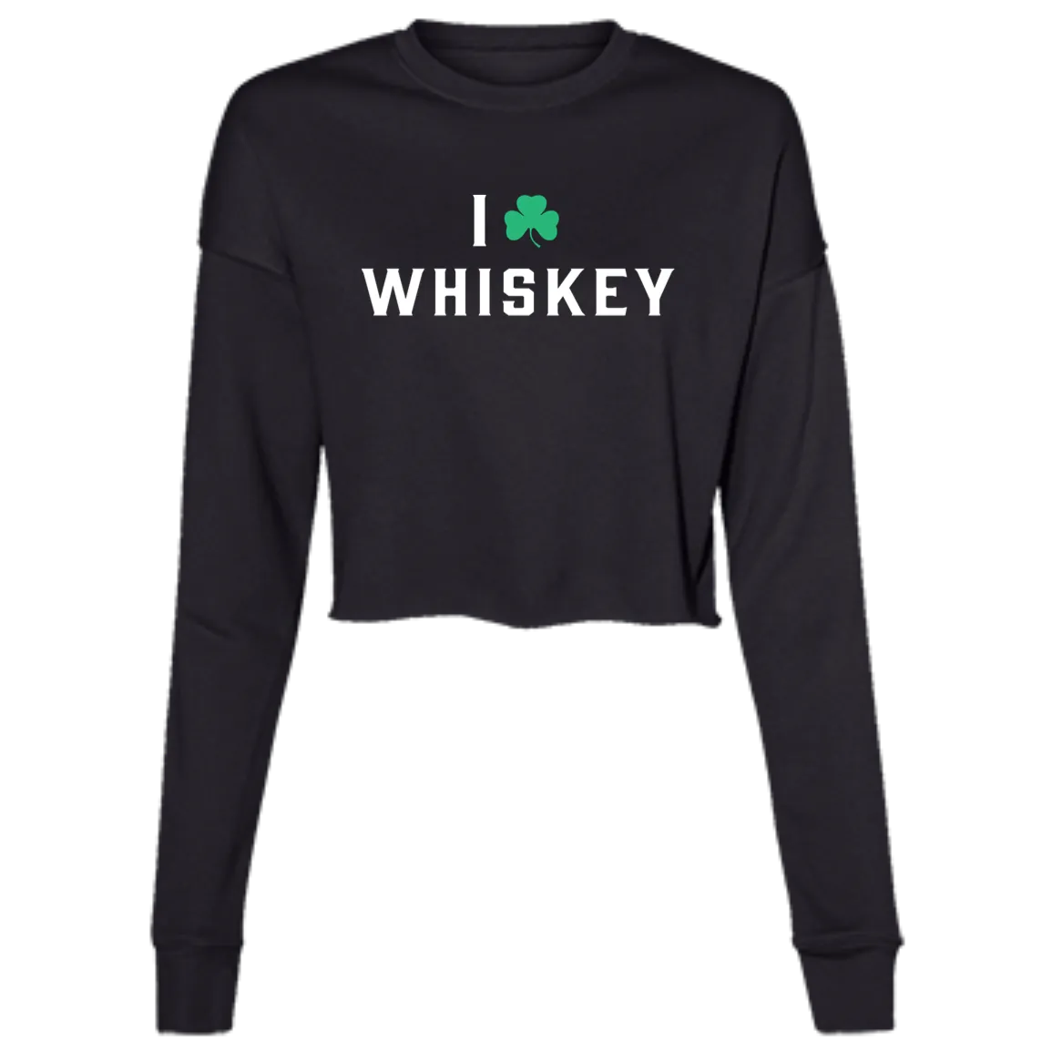 I Love Whiskey - White Women's Cropped Crewneck Sweatshirt