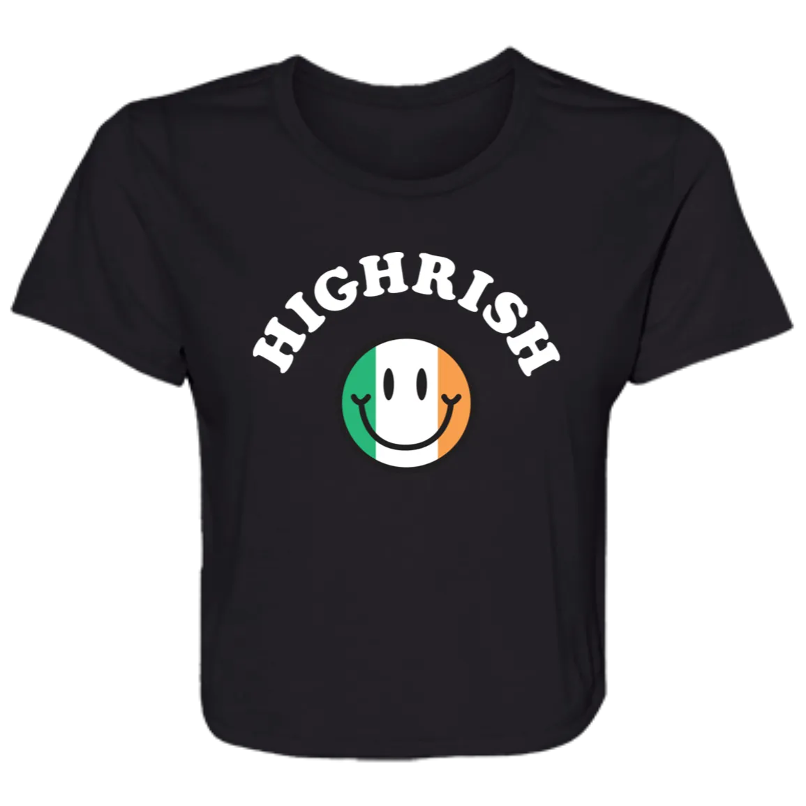 Highrish - White Flowy Cropped Tee