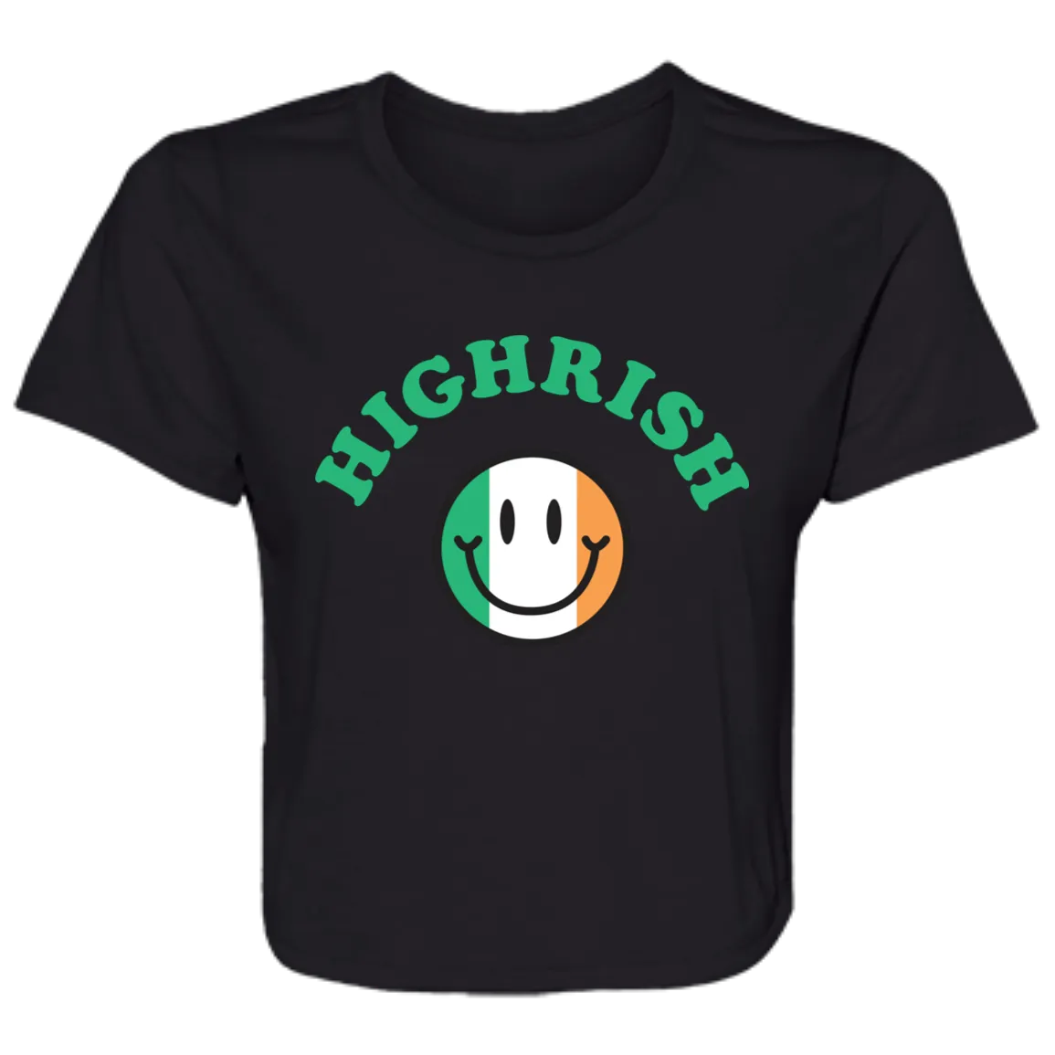 Highrish - Green Flowy Cropped Tee