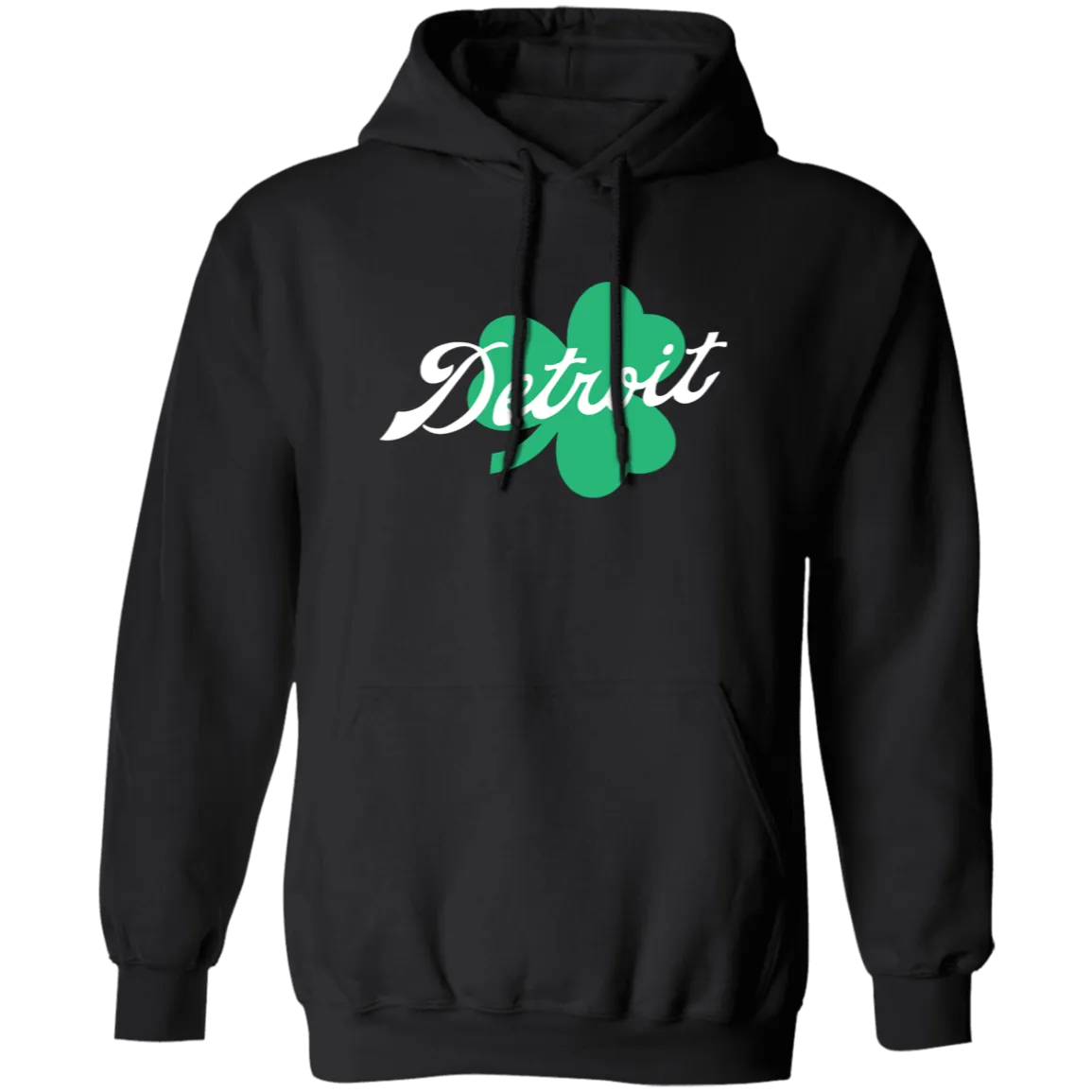 Detroit Script Shamrock - White Classic Unisex Hoodie