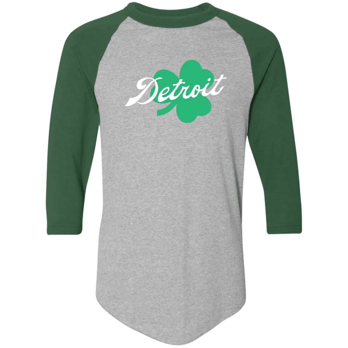 Detroit Script Shamrock - White Classic Raglan Jersey
