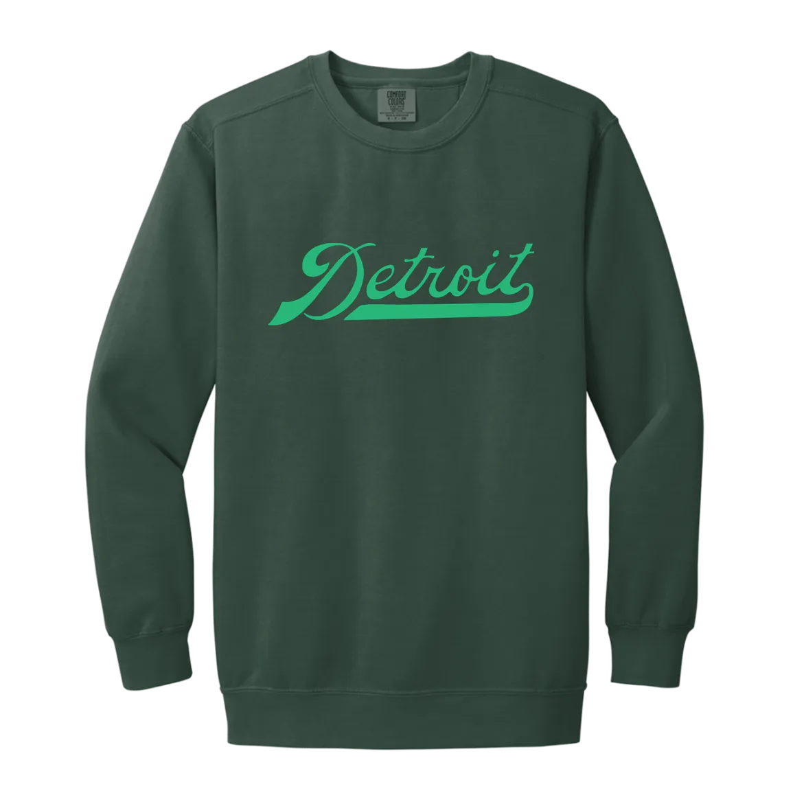 Detroit Script - Green Vintage Wash Crewneck Sweatshirt