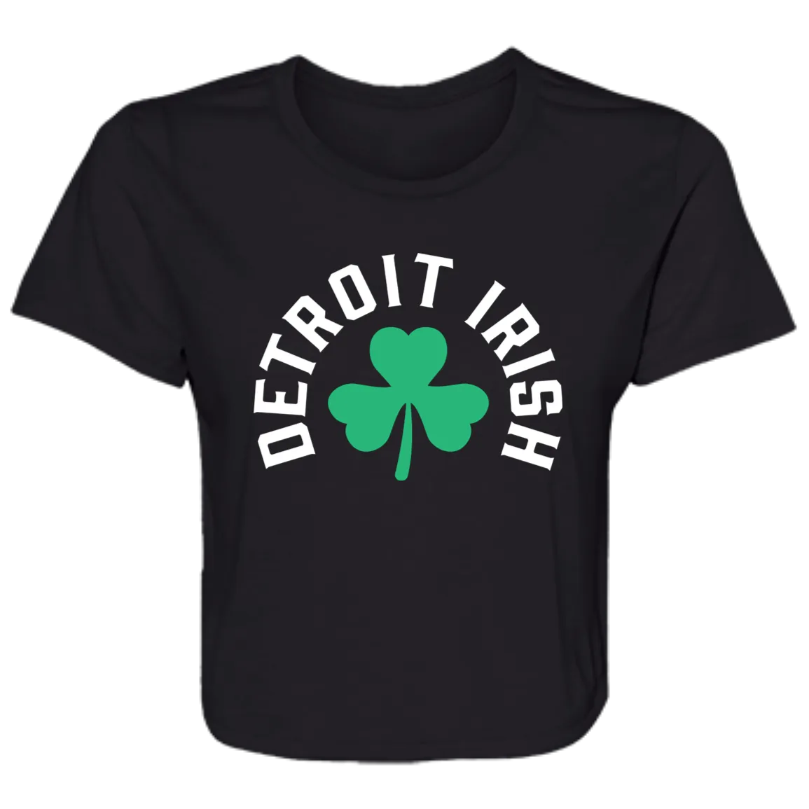 Detroit Irish Shamrock - White Flowy Cropped Tee