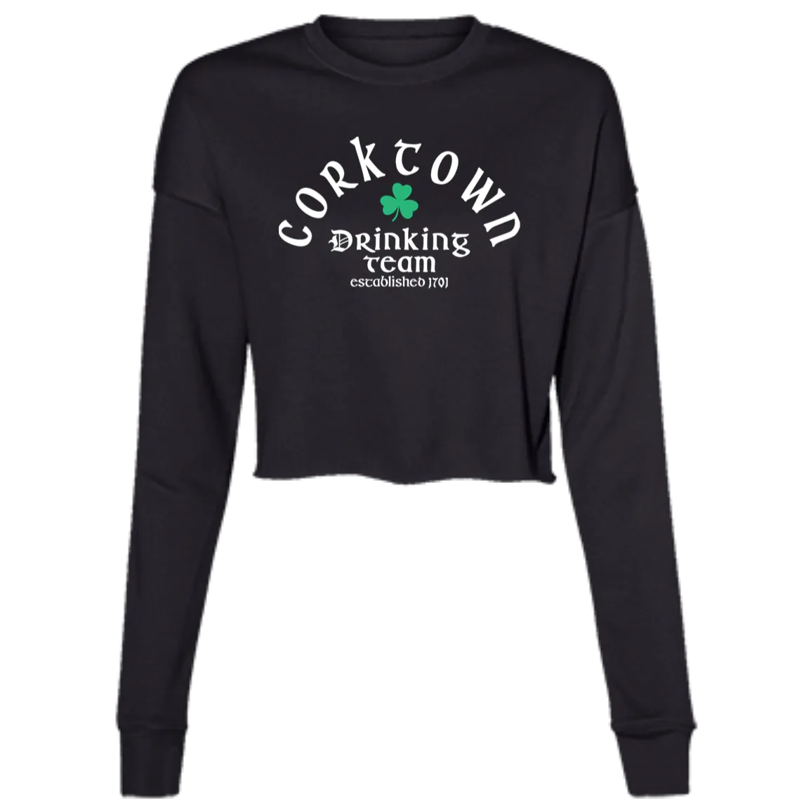 Corktown Drinking Team - White Women's Cropped Crewneck Sweatshirt