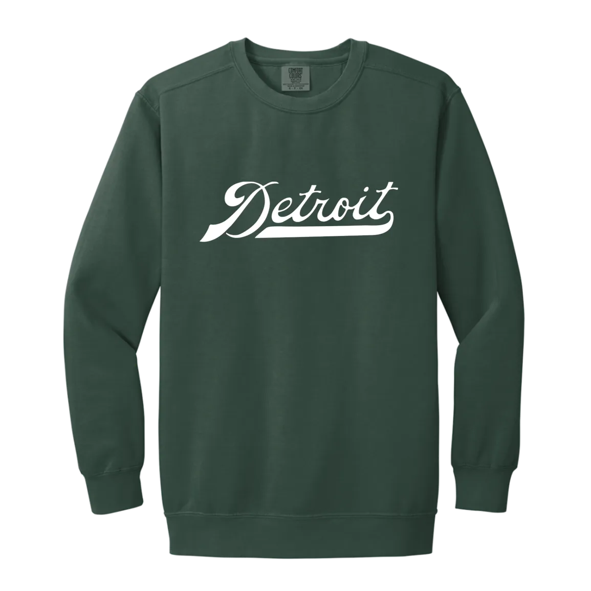 Detroit Script - White Vintage Wash Crewneck Sweatshirt