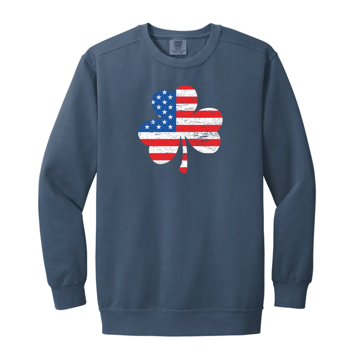 American Flag Shamrock - Distressed Vintage Wash Crewneck Sweatshirt
