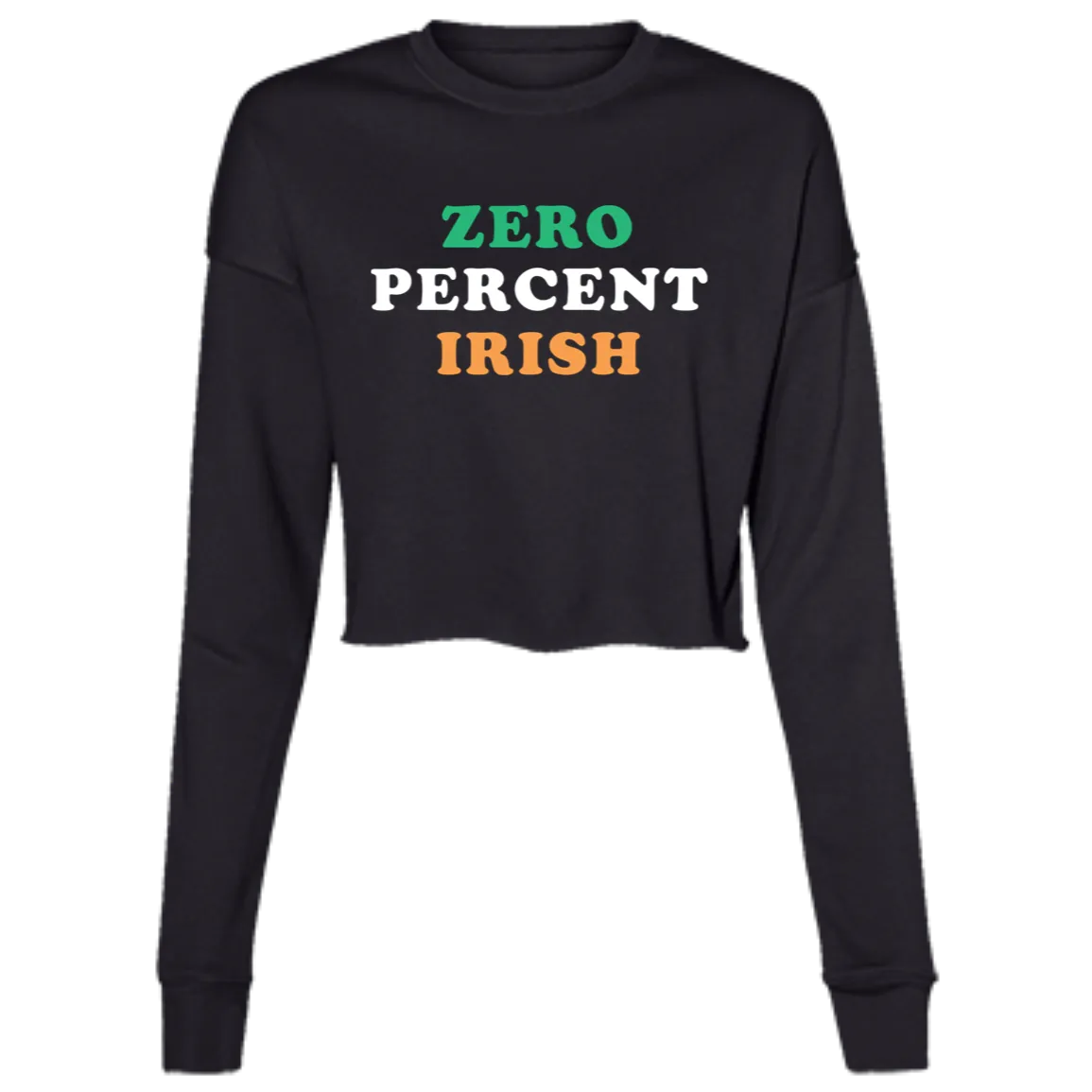 Zero Percent Irish - Green White Orange Women's Cropped Crewneck Sweatshirt