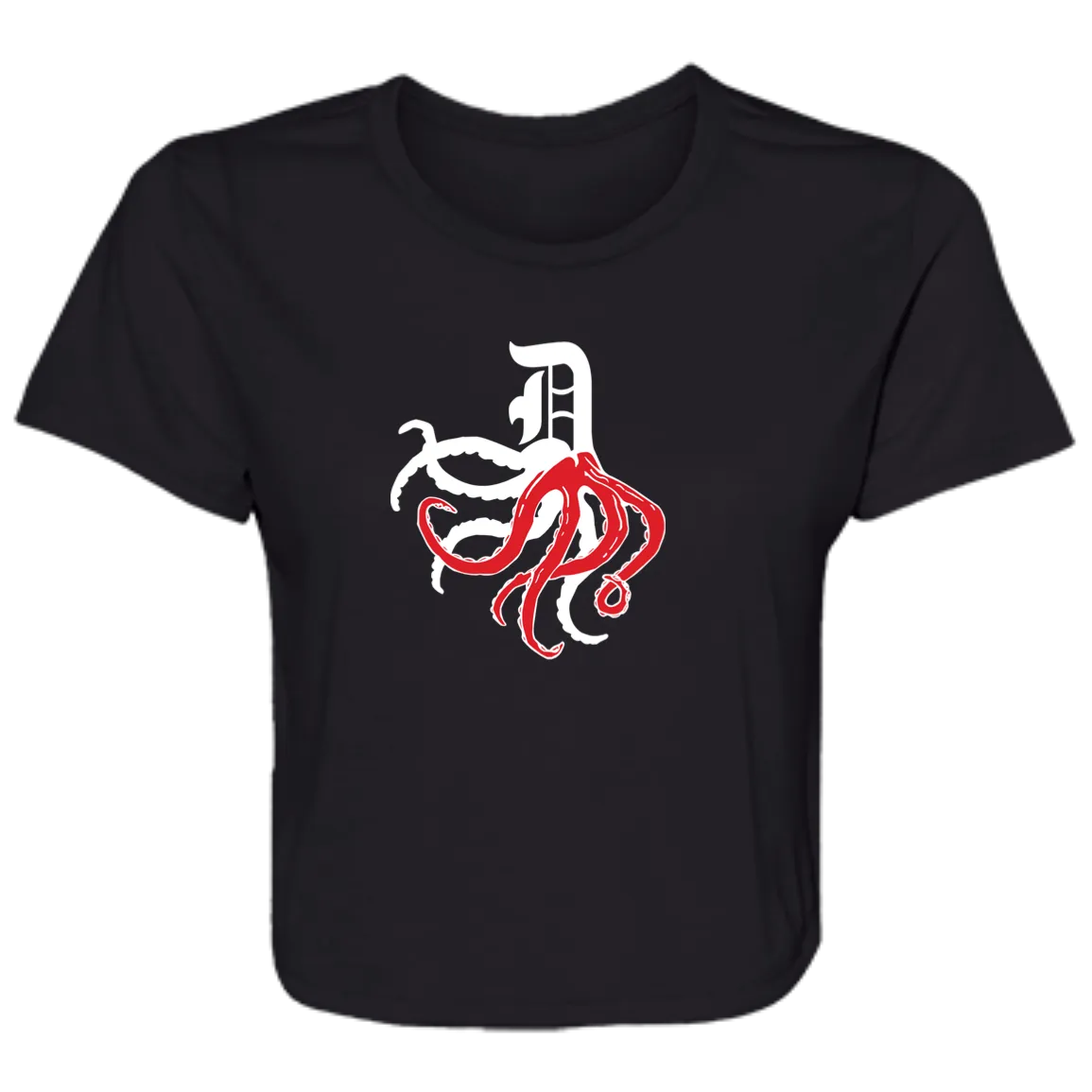D Octopus - White Flowy Cropped Tee