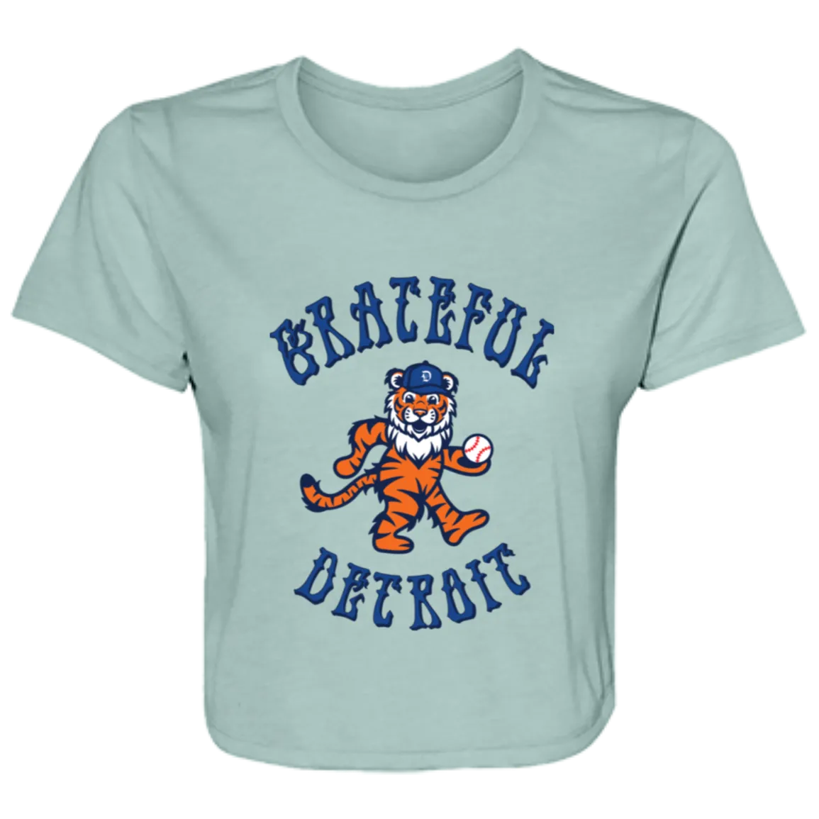 Grateful Detroit - Blue Flowy Cropped Tee