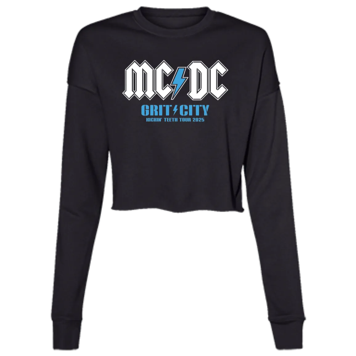 MCDC Kickin Teeth Tour 2025 (front) Women's Cropped Crewneck Sweatshirt