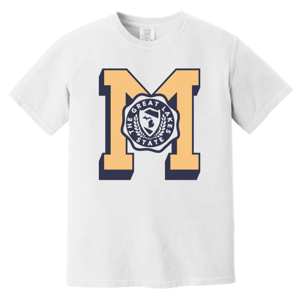 Michigan Big M Multi - Soft Gold + Navy Vintage Wash T-Shirt