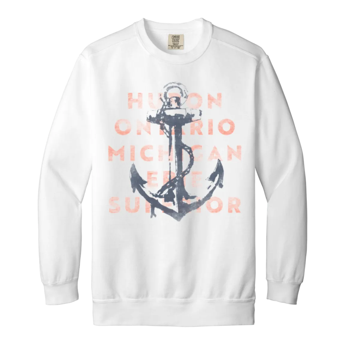 HOMES Anchor - Washed Navy + Coral Vintage Wash Crewneck Sweatshirt