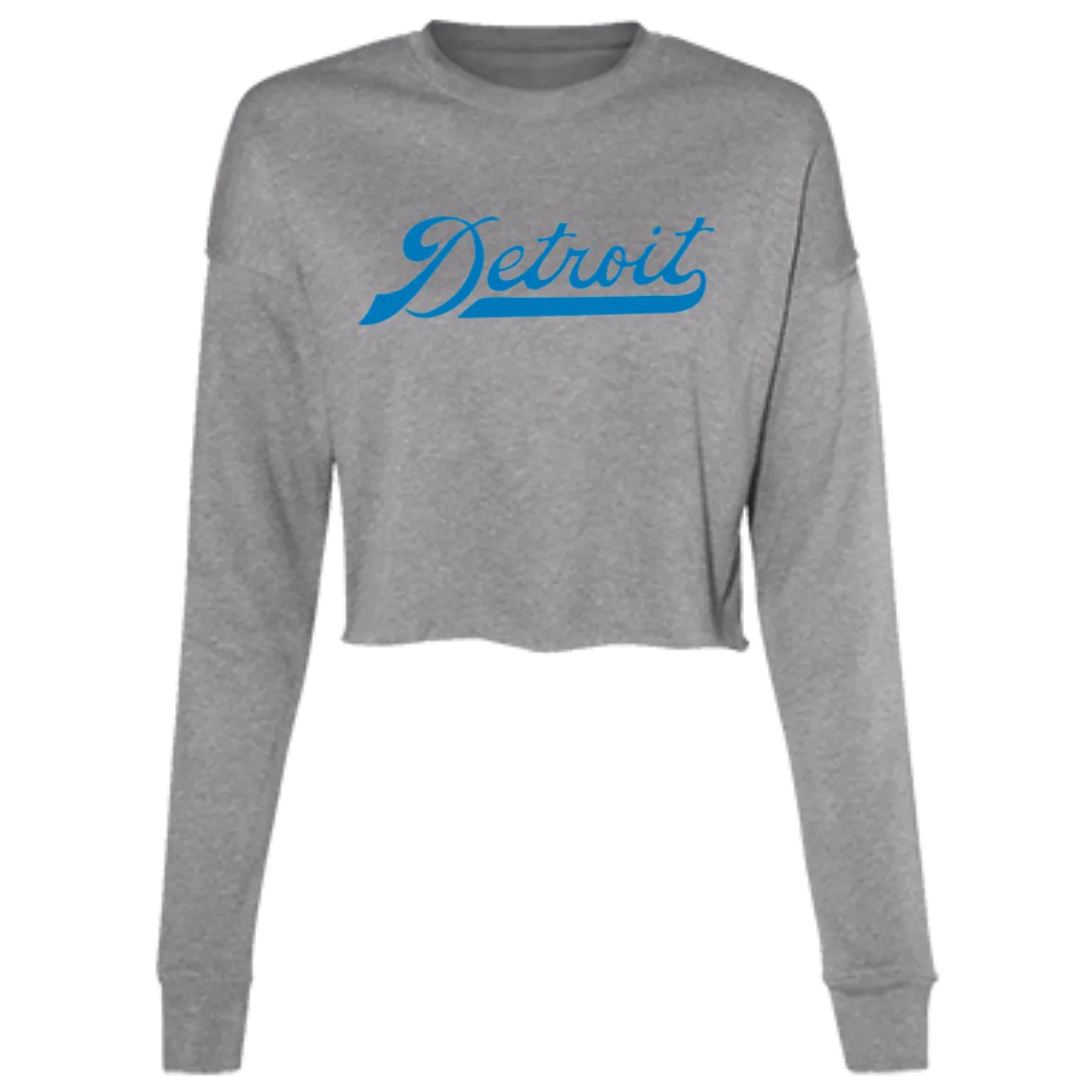 Detroit Football Script - Blue Women's Cropped Crewneck Sweatshirt