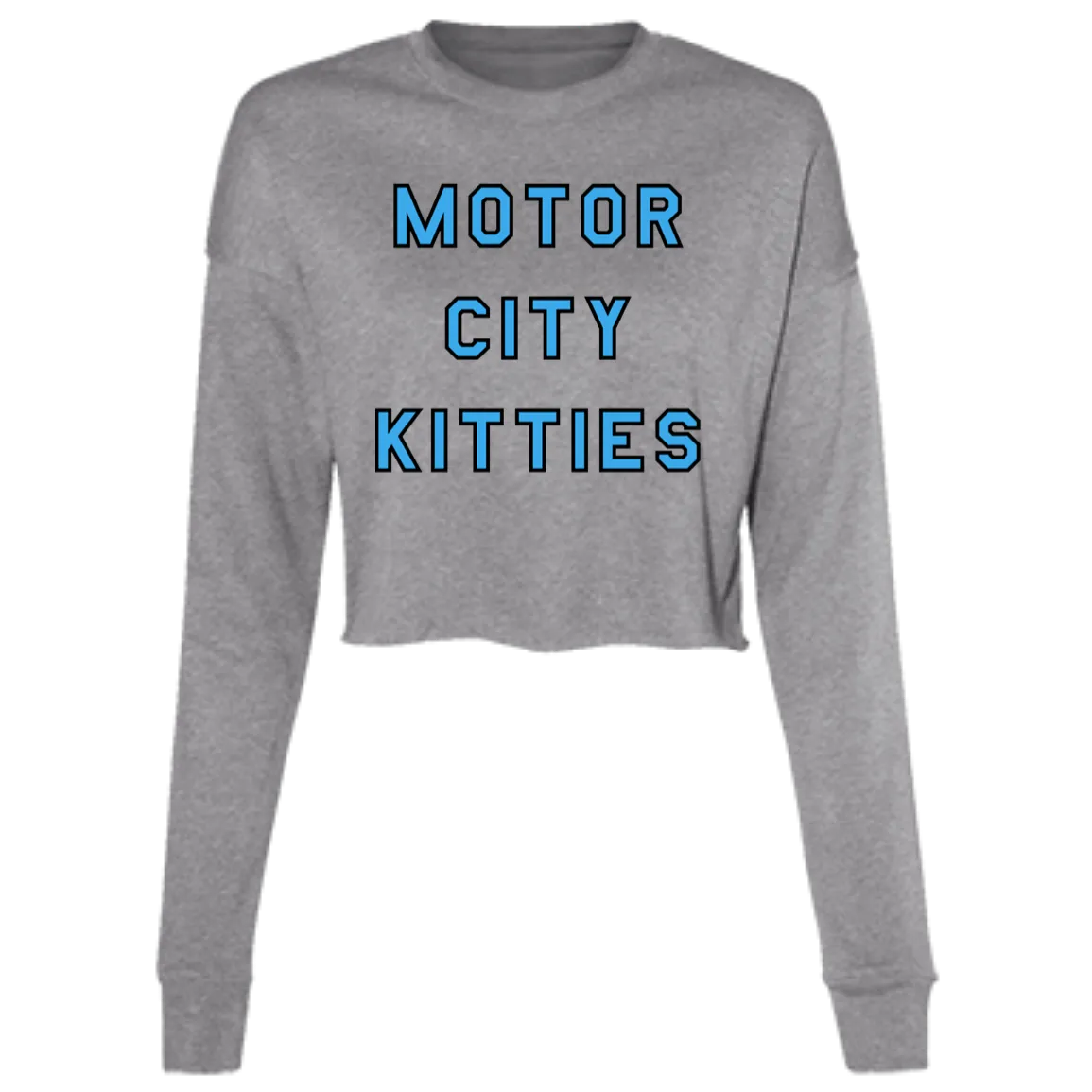 Motor City Kitties - Light Blue + Black Women's Cropped Crewneck Sweatshirt