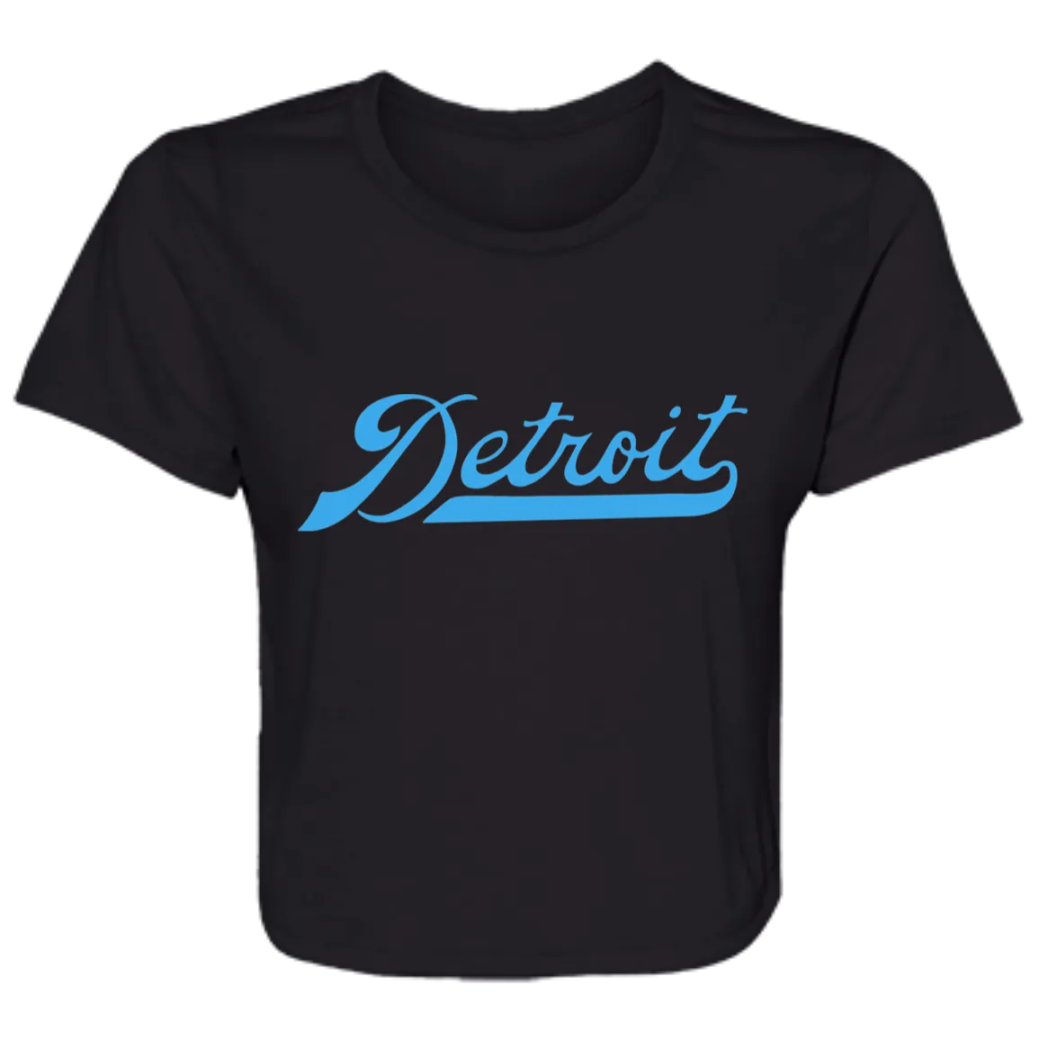 Detroit Football Script - Light Blue Flowy Cropped Tee