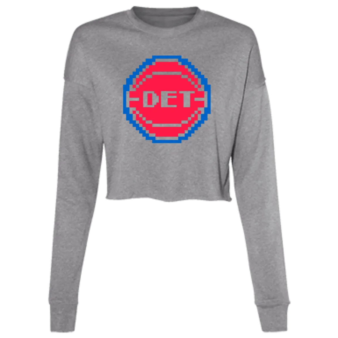 8Bit Detroit Basketball - Red Women's Cropped Crewneck Sweatshirt