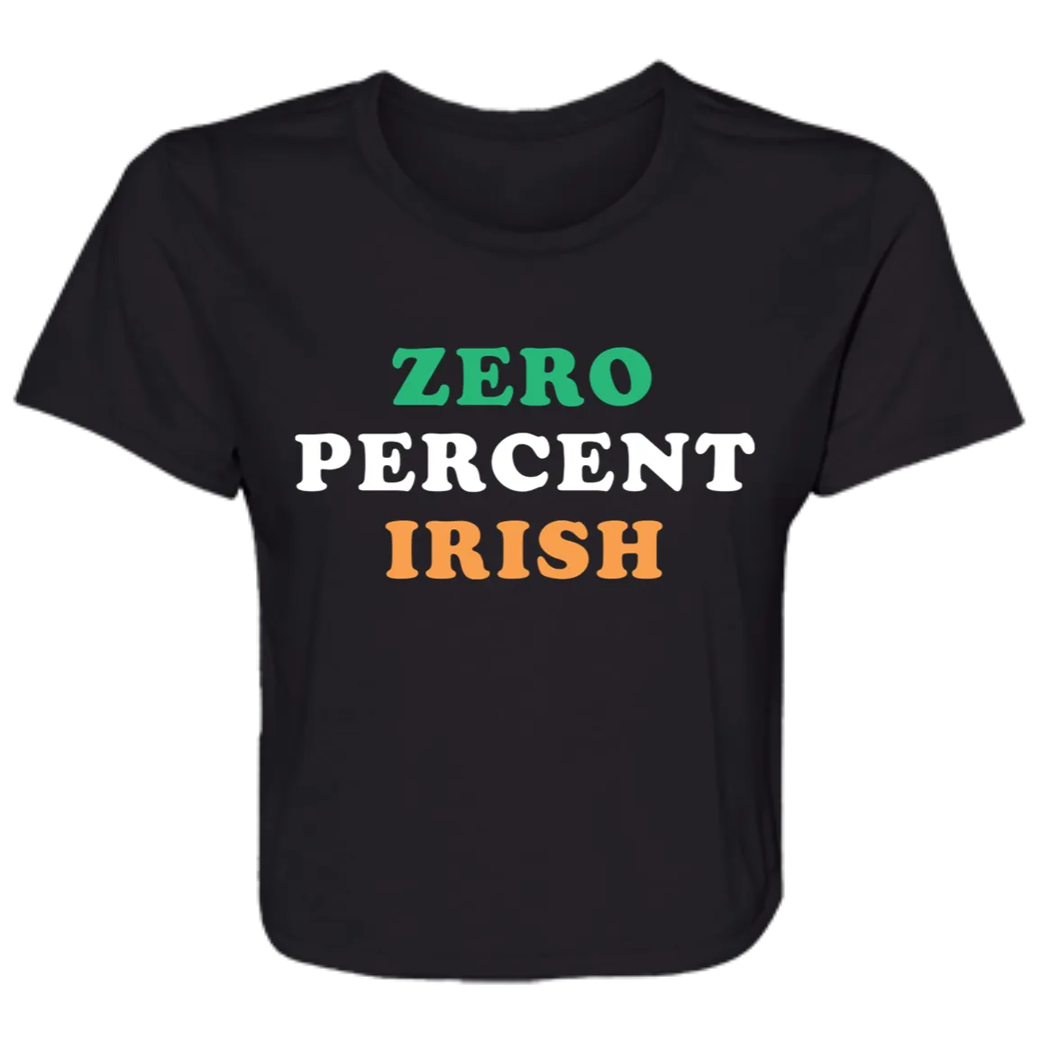 Zero Percent Irish - Green White Orange Flowy Cropped Tee