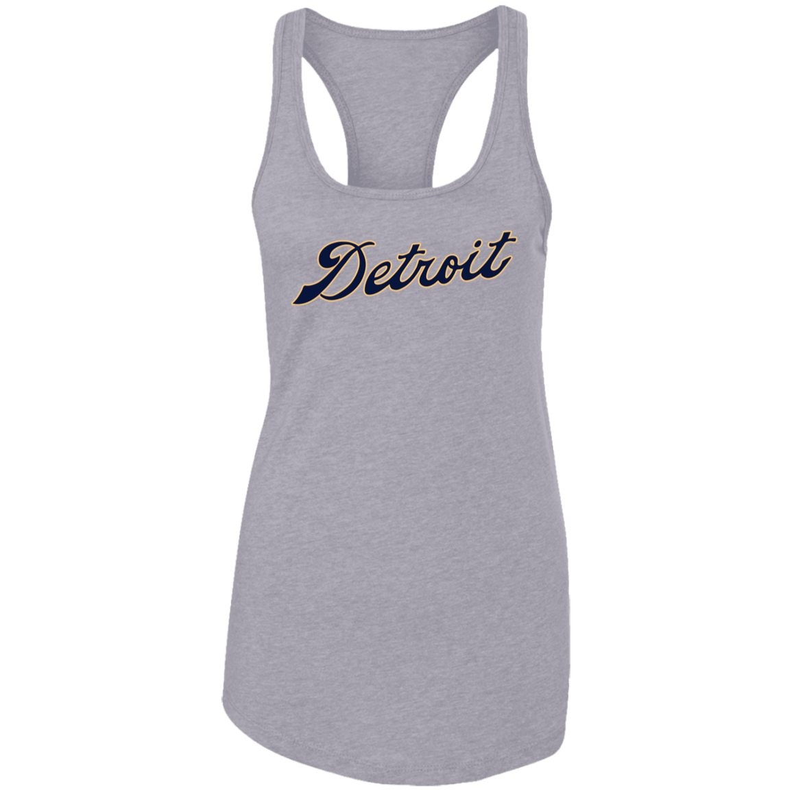 Detroit Script - Navy + Lt Orange Women's Racerback Tank