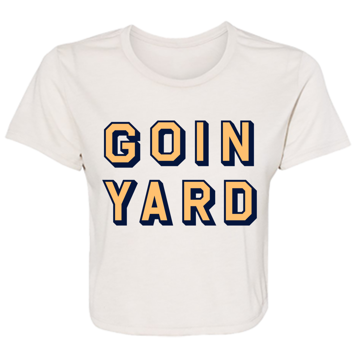 Goin Yard - Lt Orange + Navy Women's Flowy Cropped T-Shirt