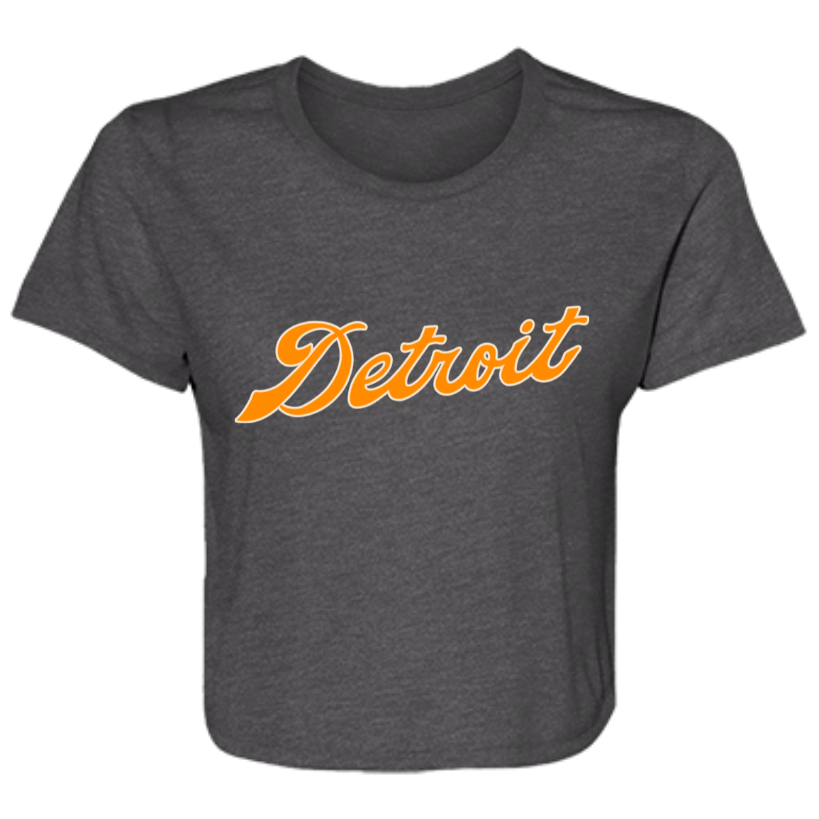 Detroit Script - Orange + Ivory Women's Flowy Cropped T-Shirt