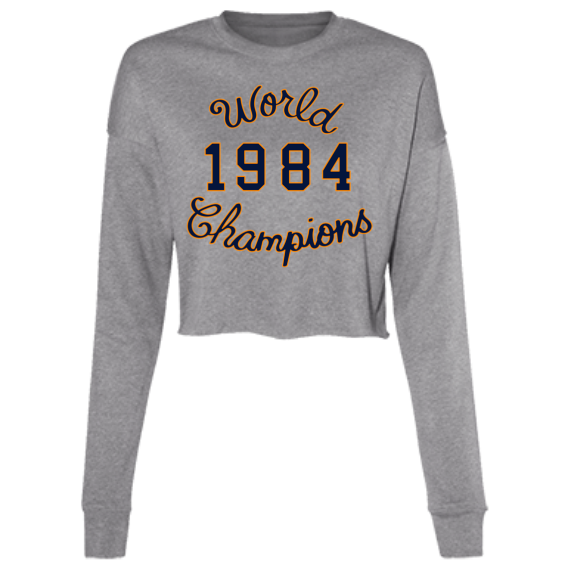 World Champions - Navy + Orange Women's Cropped Crewneck Sweatshirt