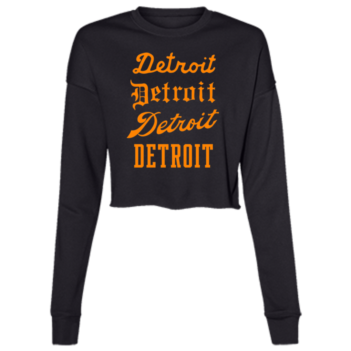Detroit Stack - Orange Women's Cropped Crewneck Sweatshirt