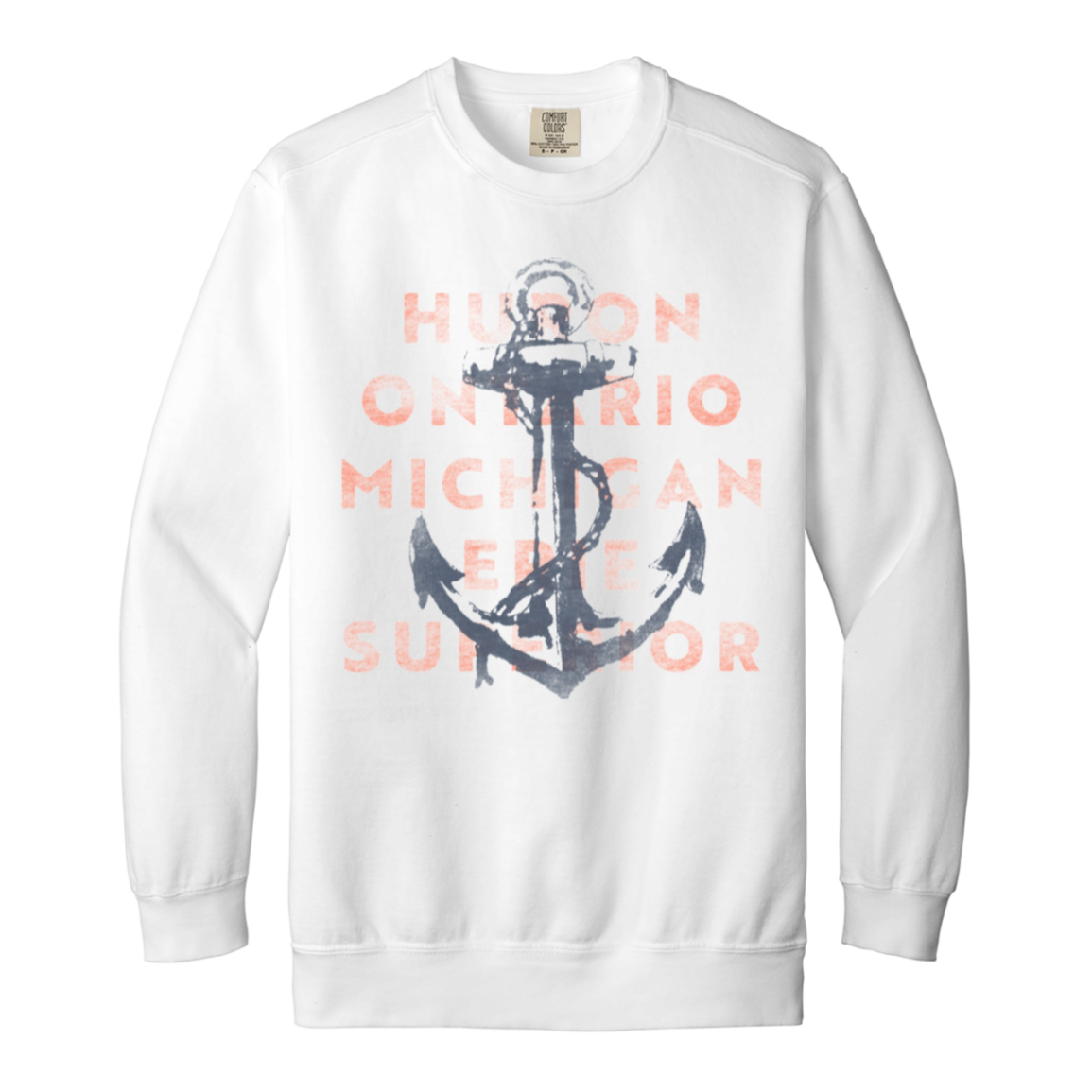 HOMES Anchor - Washed Navy + Coral Vintage Wash Crewneck Sweatshirt