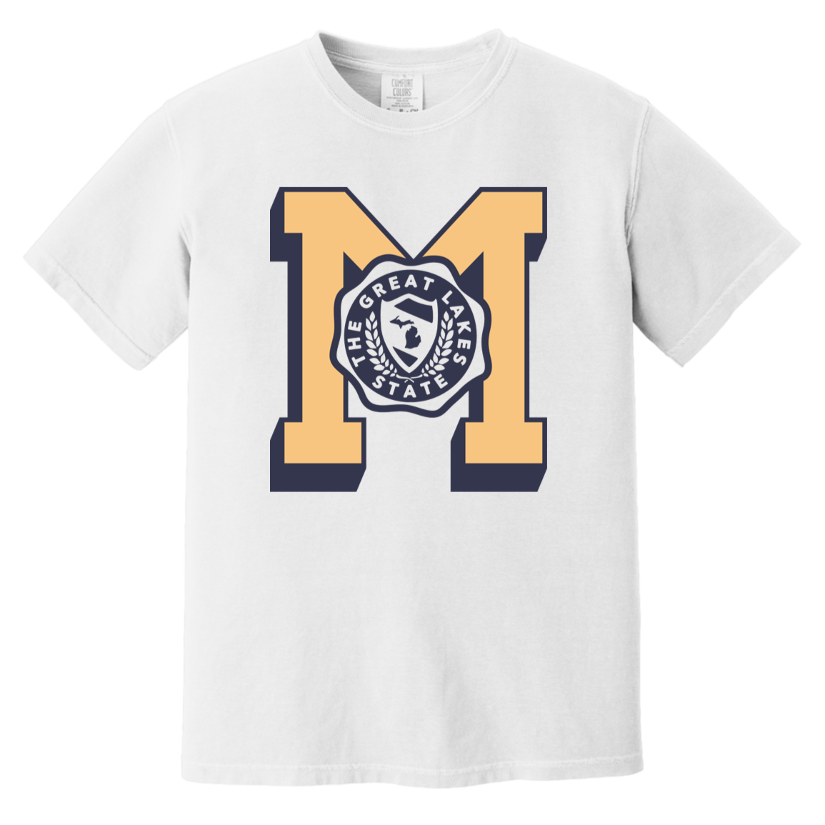 Michigan Big M Multi - Soft Gold + Navy Vintage Wash T-Shirt