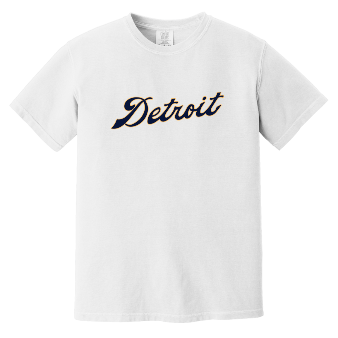 Detroit Script - Navy + Lt Orange Vintage Washed T-Shirt