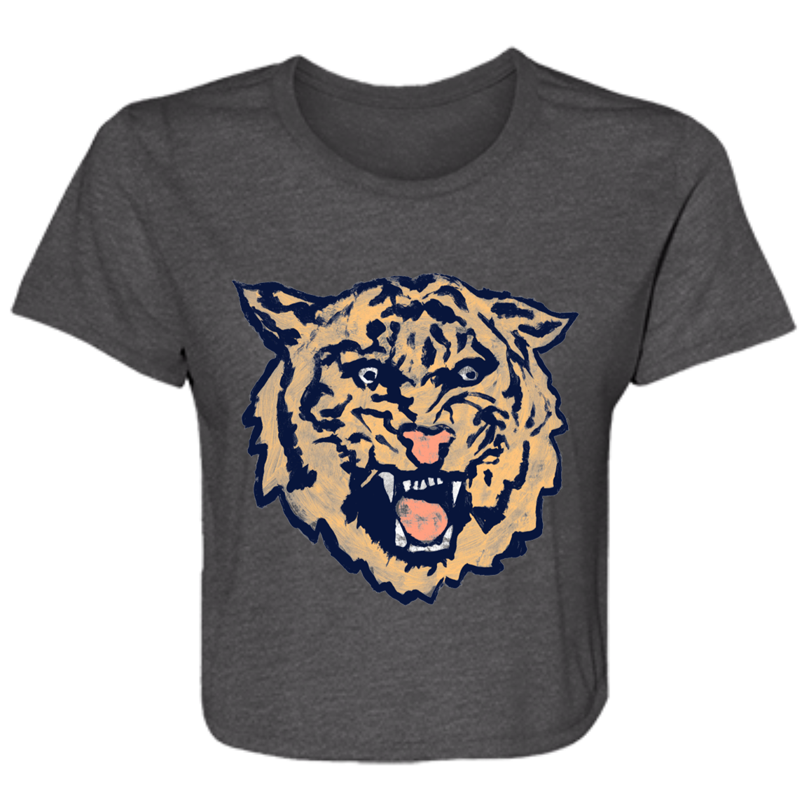 Tigercat - Orange Women's Flowy Cropped T-Shirt