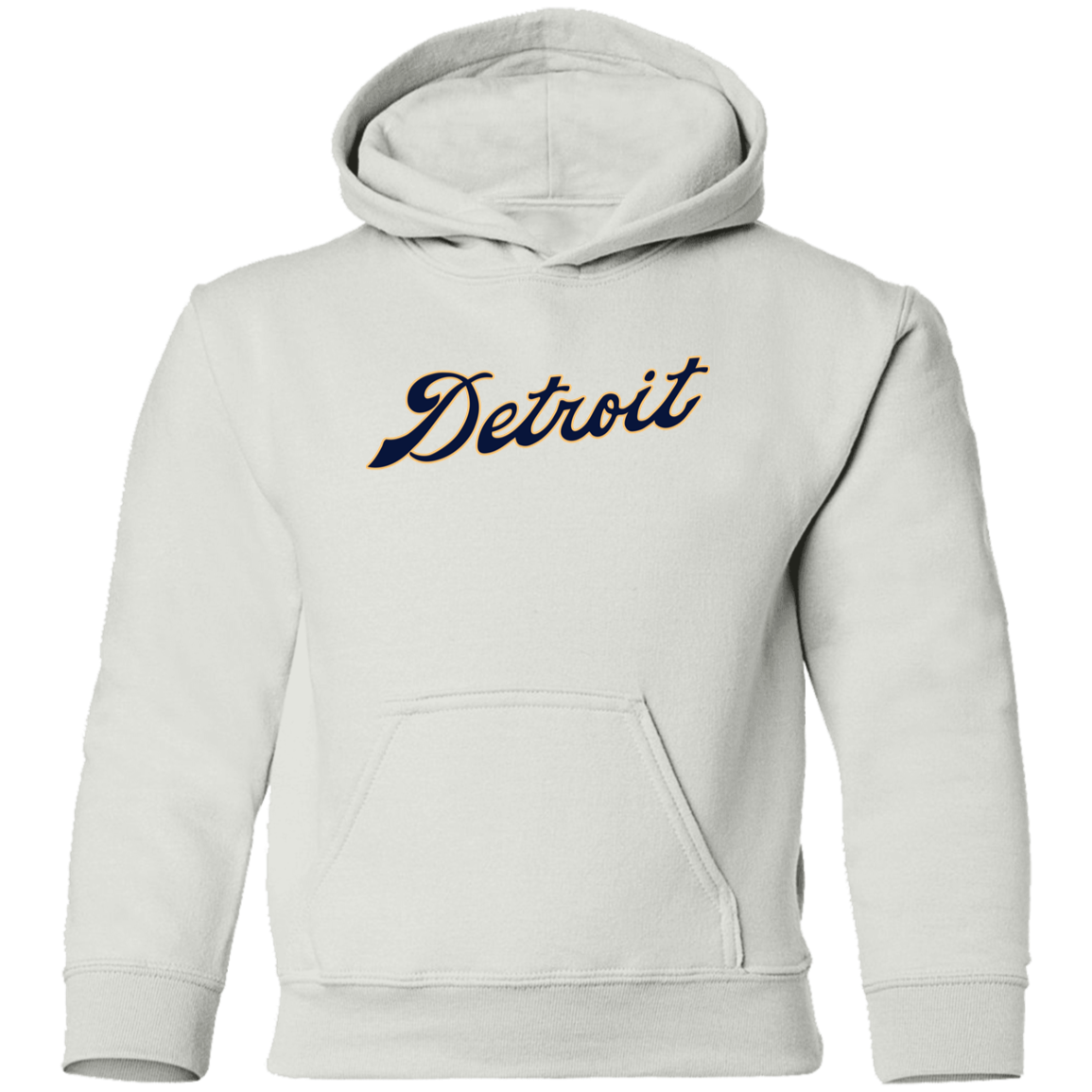 Detroit Script - Navy + Lt Orange Kids Unisex Classic Hoodie