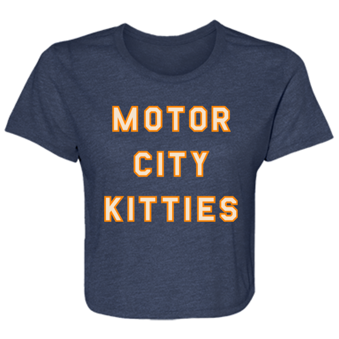 Motor City Kitties - Ivory + Orange Women's Flowy Cropped T-Shirt