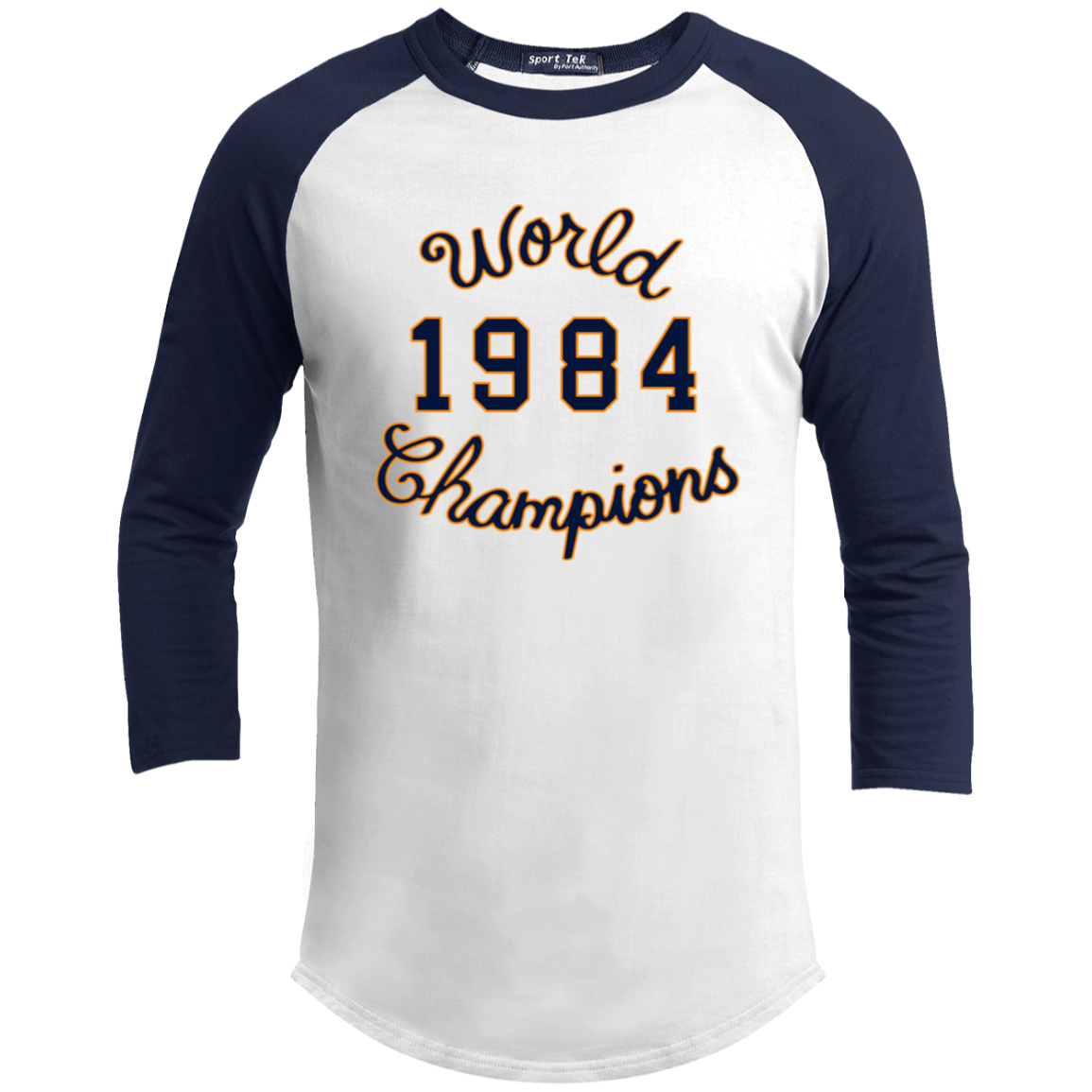 World Champions - Navy + Orange Kids 3/4 Raglan Sleeve Shirt