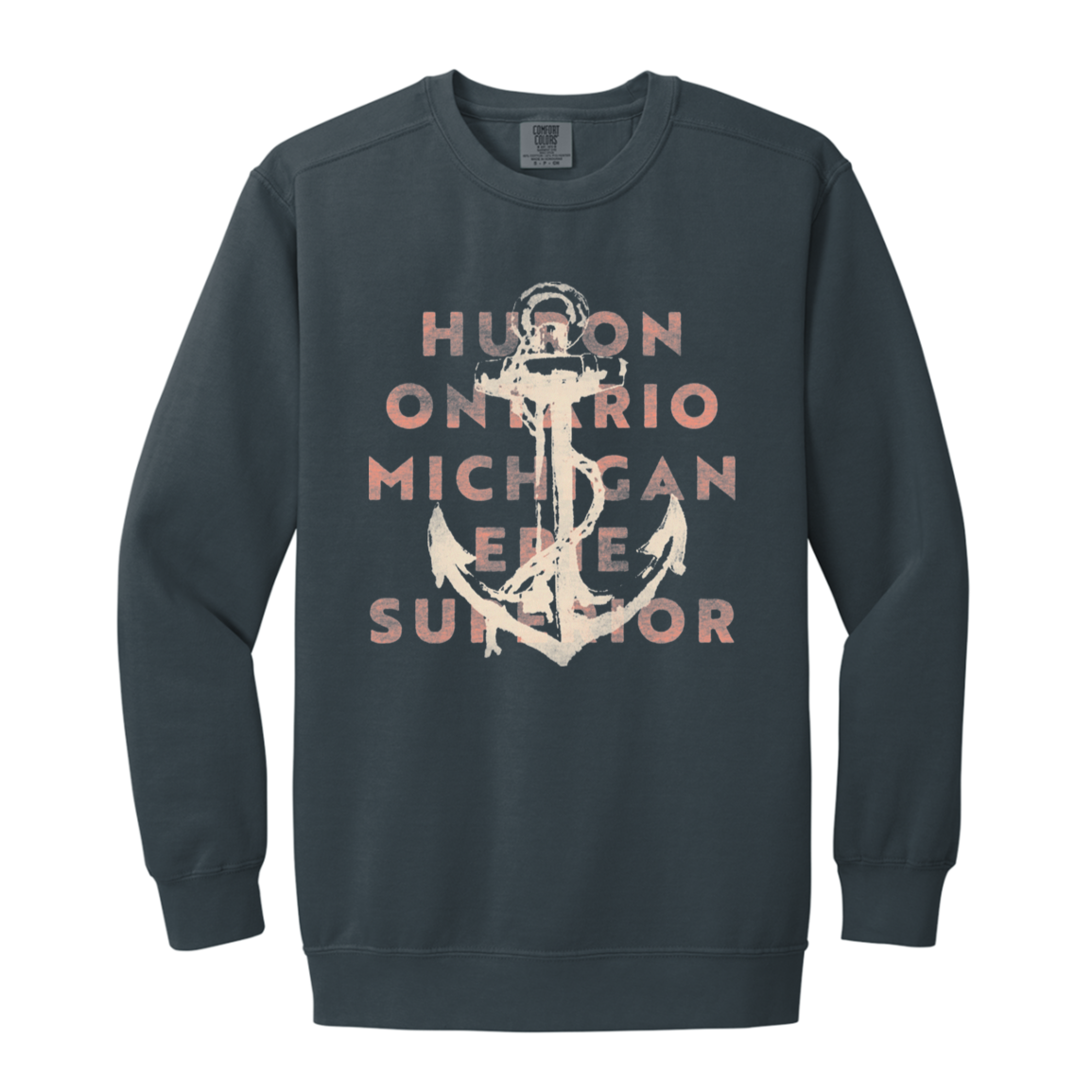 HOMES Anchor - Ivory + Coral Vintage Wash Crewneck Sweatshirt
