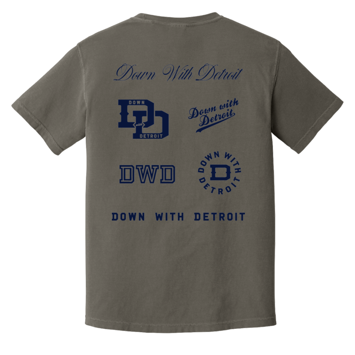 All Over Logos F - Navy Vintage Wash T-Shirt