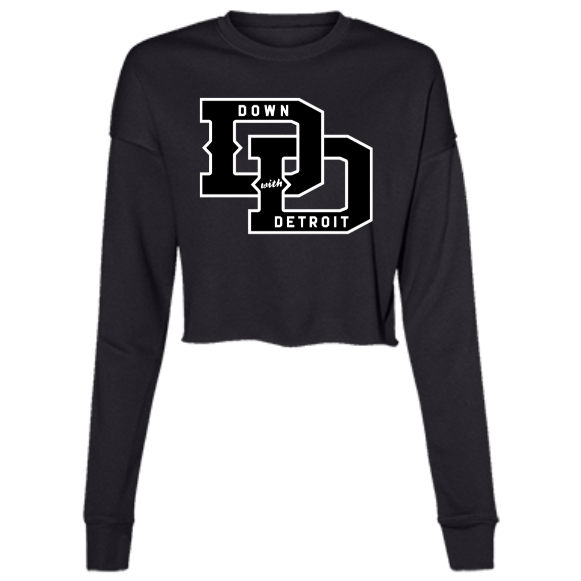 DWD Links - Black + White Women's Cropped Crewneck Sweatshirt