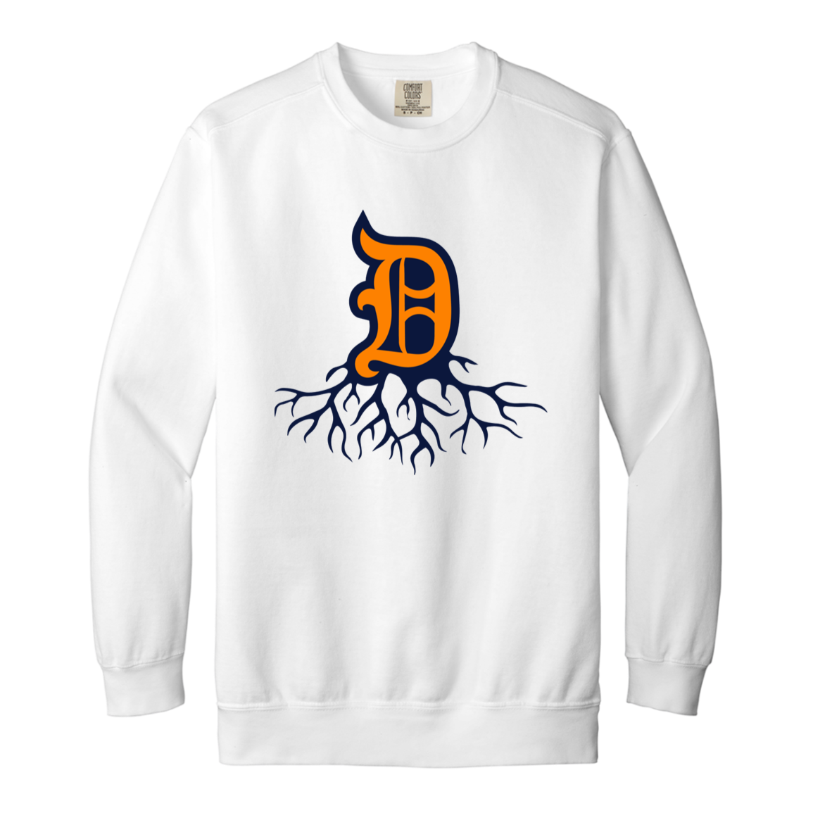 Detroit Roots - Orange + Navy Vintage Wash Crewneck Sweatshirt