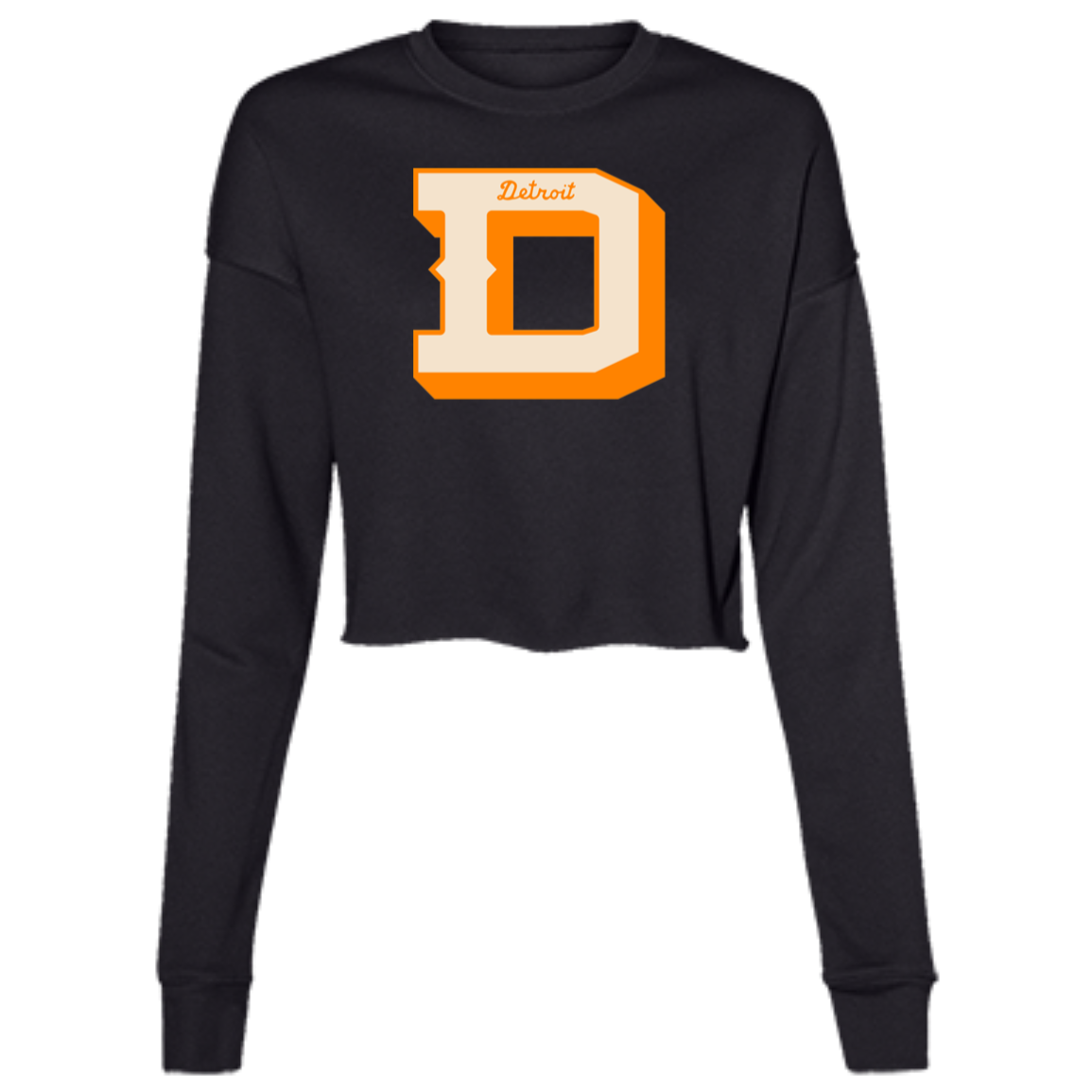 The D - Ivory + Orange Women's Cropped Crewneck Sweatshirt