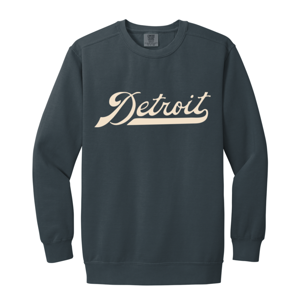 Detroit Work Script - Ivory Vintage Wash Crewneck Sweatshirt