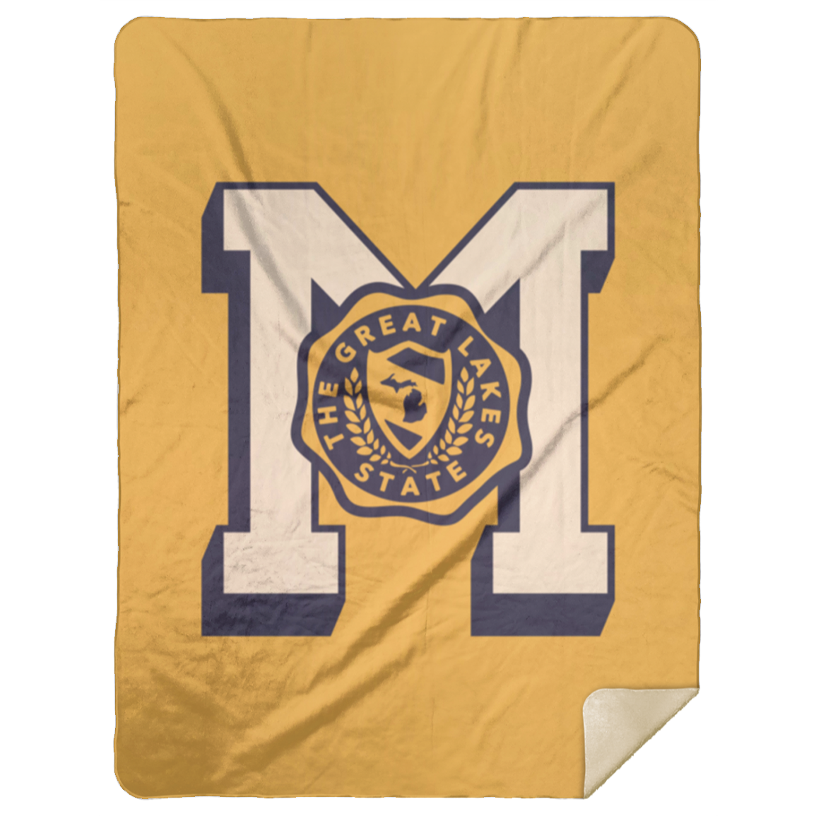 Michigan Big M - Gold and Blue Comfy Cozy Stadium Blanket 60x80