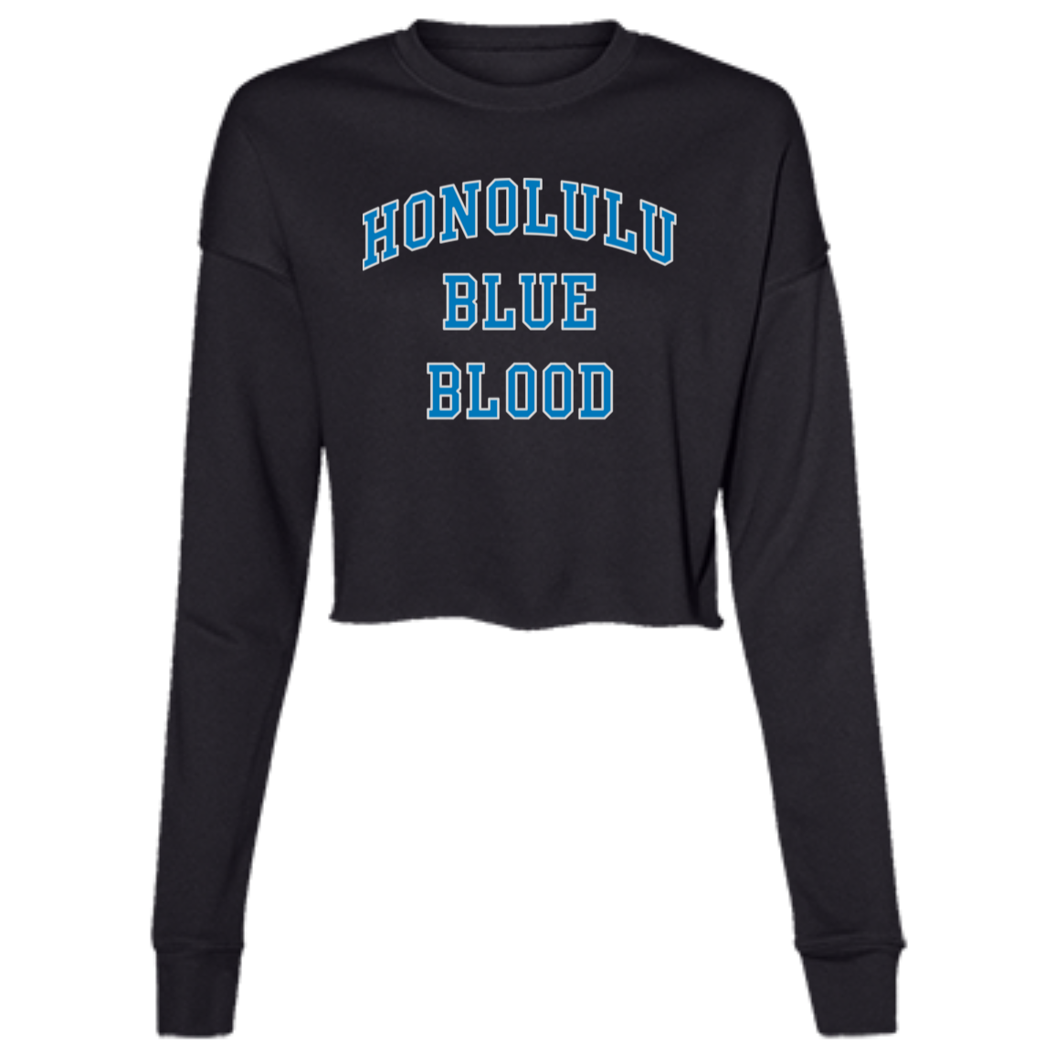 Honolulu Blue Blood - Blue + Light Silver Women's Cropped Crewneck Sweatshirt