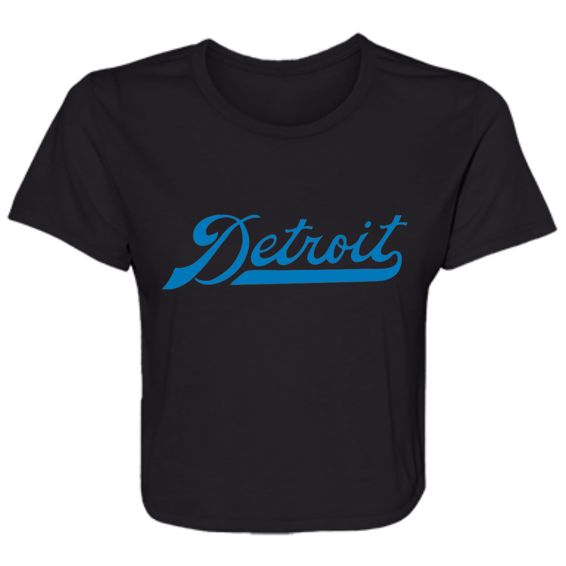 Detroit Football Script - Blue Flowy Cropped Tee