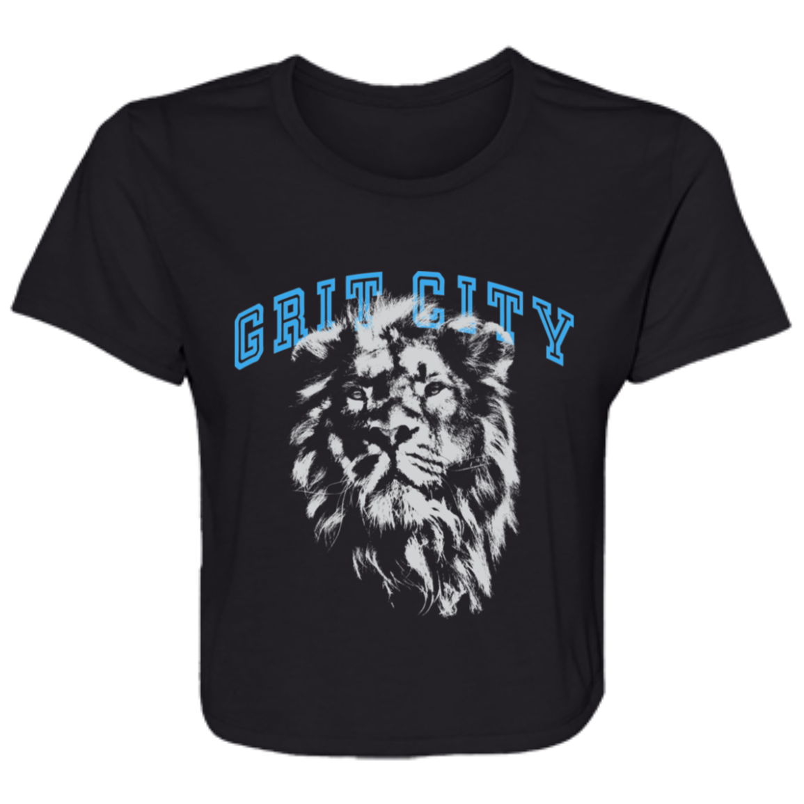 Grit City - Silver + Light Blue Flowy Cropped Tee