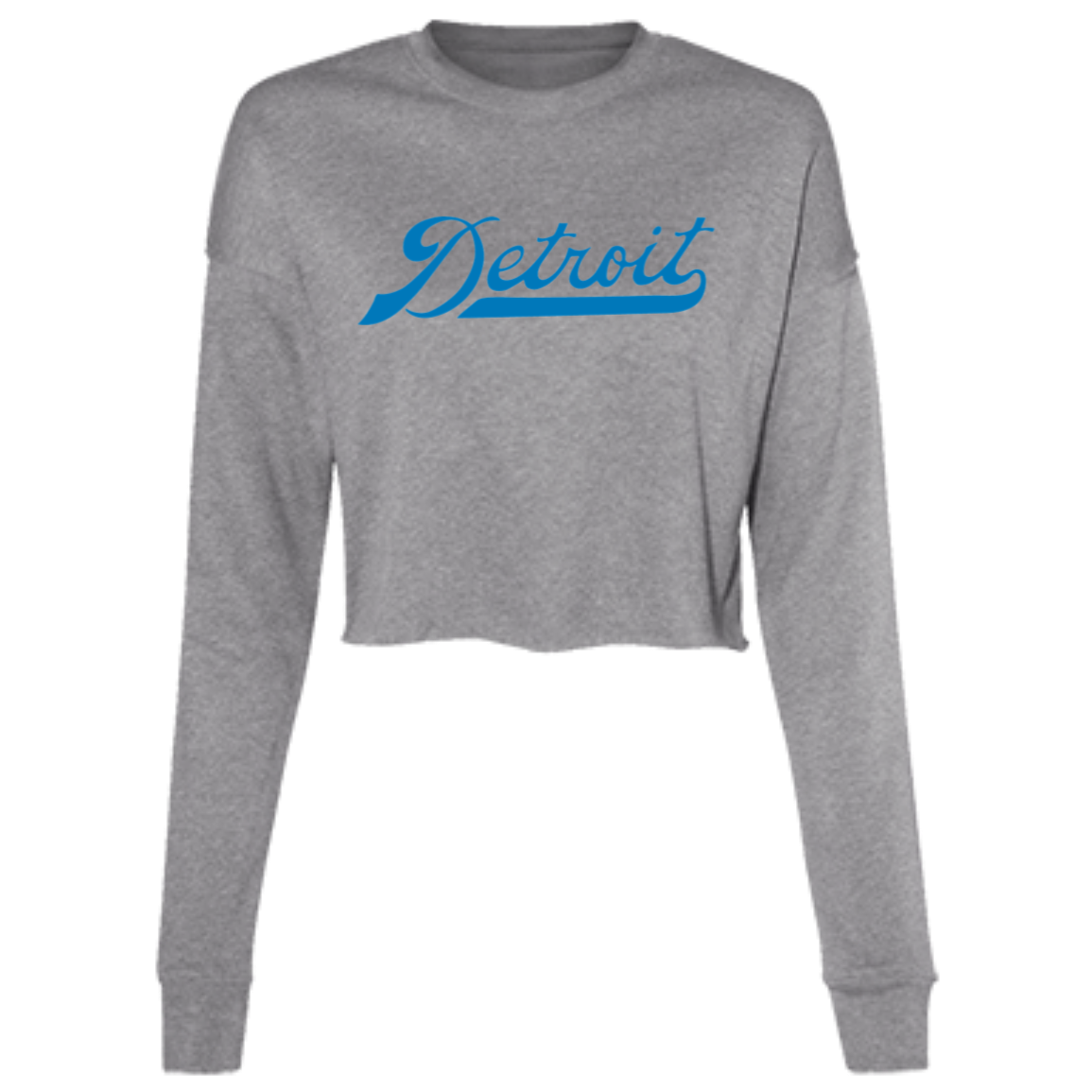 Detroit Football Script - Blue Women's Cropped Crewneck Sweatshirt